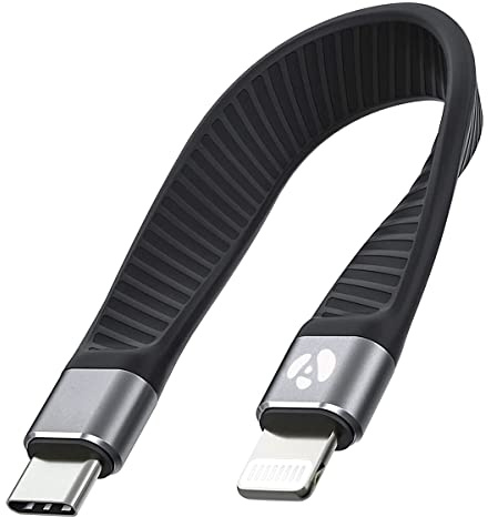 Cable USB C a Lightning corto Afterplug (5 pulgadas), Cargador rápido certificado por Apple MFi para iPhone y iPad [No admite DAC de audio y la serie iPhone 15]