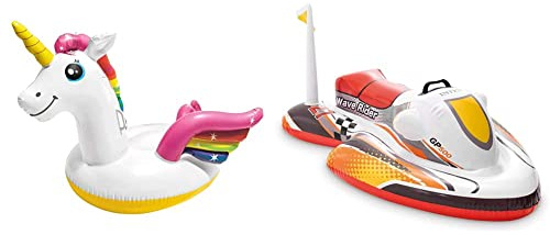 Intex 57561NP Rideon ''Unicorn'', 198x140x97cm & 57520NP - Wave Rider Ride-On, 117 x 77 cm