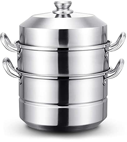 MNSSRN 304 Edelstahl-Dampfer, Haushalt DREI-Schicht Gedämpfte Brötchen Steamer mit großer Kapazität, geeignet für Gasherd/Cooker (28-40Cm) Kochtopf,40cm