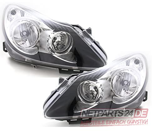 Johns, Scheinwerfer Halogen passend für Opel Corsa D 06-10 Set H7 H1e sch./chrom