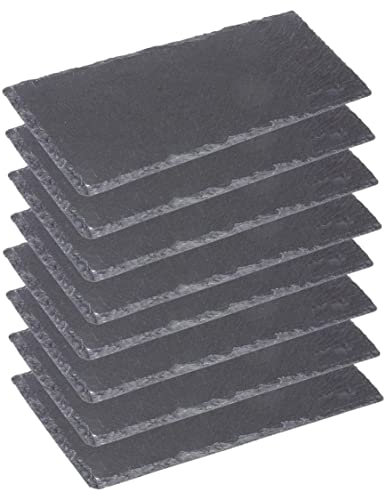 Westmark 8 Placas de pizarra natural, Con protección contra arañazos, Superficie: cada una de 30 x 10 cm, Pizarra, Tapas + Friends, Antracita, 694222E3