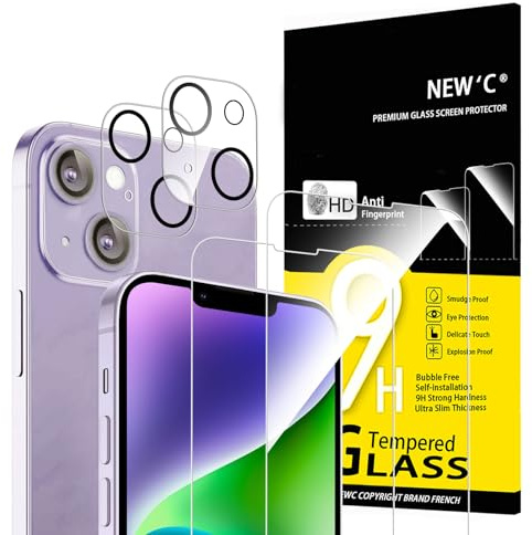 NEW'C für iPhone 14 Plus für Panzerglas 6,7 Zoll (2 Stück) und Kamera Panzer Schutz Glas für Kameraschutz (2 Stück) -kratzfest -extrem widerstandsfähig -9H-Härteglas