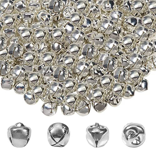 TOAOB 200 Stück kleine Glöckchen, Ornamente, silberfarben, Glöckchen, aus Metall, Jingle Bells, 10 mm, für Schmuckherstellung, Dekoration für Weihnachten, Party, Innenbereich, Bells