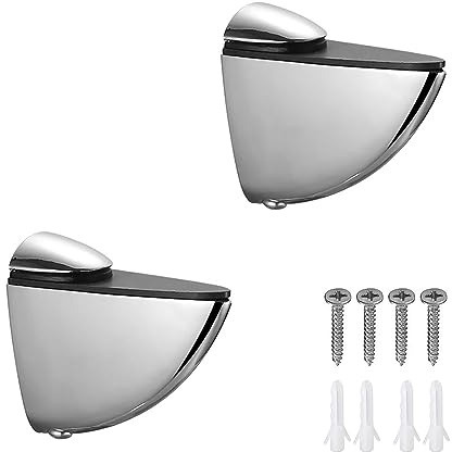Adjustable Glass Shelf Bracket, Zinc Alloy Glass Shelf Support Wall Mounted Metal Glass Clamp Solid Glass Clamp for 3-20 mm Thickness Shelf (2PCS)