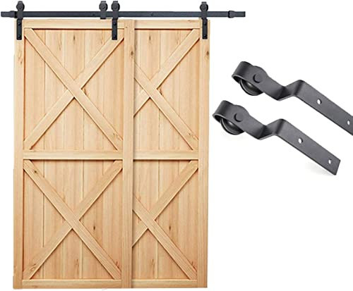 Schiebetür Kit Barn Door Hardware 6,6ft-12ft Schweres Scheunen-Gleitschienen-Hardware-Kit, Doppeltür-Schiebe-Scheunentor-Hardware-Schienen-Kit For Die Küche, Bypass-Flachschiene, Stummschaltungs-Rolle