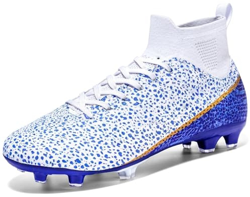 sudorun Scarpe da Calcio Uomo Bambino AG FG TF Turf Scarpe da Calcetto Unisex All'aperto Scarpe da Allenamento Teenager Training Scarpe (DW,1101 FG Bai_37)