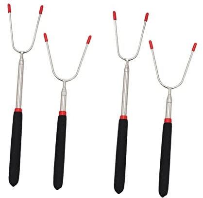 YARNOW 4pièces Fourchettes Bbq Inoxydable Shaped Outils De Grillade Extérieurs Pour Saucisses Viande Et Légumes Poignées Antidérapantes