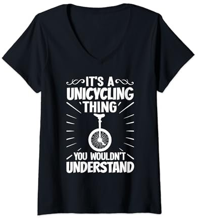 Einrad Fahrrad Lustiges Training Lernen Radfahren T-Shirt mit V-Ausschnitt