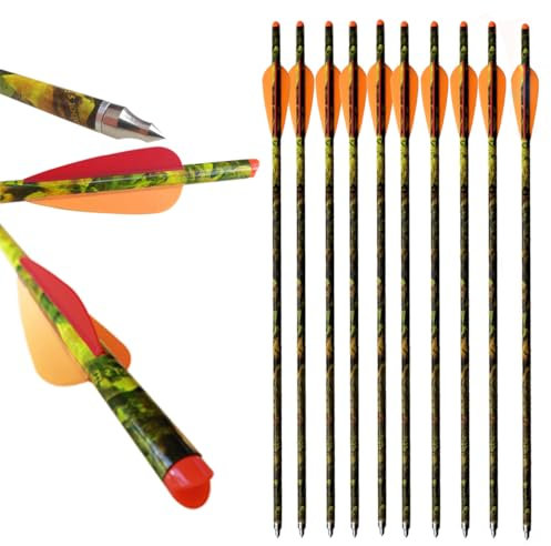 ACCMOS 12 Stück Armbrustpfeile 13.5 16 17 18 20 Armbrustbolzen ID 7.6mm OD 8.8mm Carbon-Pfeil 125 Grain Spitze für Bogenschießen Jagd (Orange red, 13.5inch)