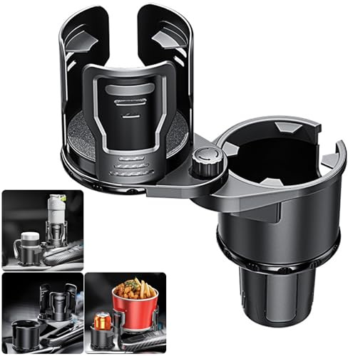 NATGIC - Portavasos Doble para automóvil, 2 en 1, Multifuncional, Giratorio de 360°, para la mayoría de portavasos de Coche y Organizador Interior de Coche (Negro, tamaño pequeño)