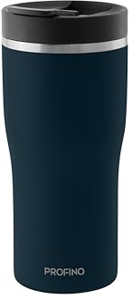 PROFINO Barista Thermo To Go mugg 0,35 l | blå | läckagesäker tack vare dubbla locksystem | BPA-fri | diskmaskinssäker | rostfritt stål termosmugg kaffe to go håller 3 h varm och 6 h kall