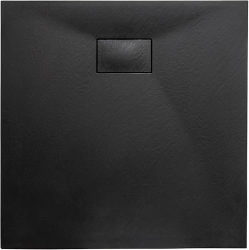 Thermopanel SMC Black Shower Trays Base Slate Stone Effect Textured Non Slip – 900 x 900mm