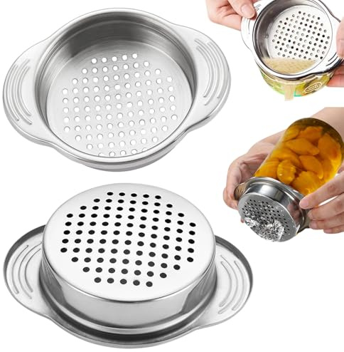 2 Pcs Stainless Steel Strainer, Metal Sieve Can Drainer, Food Grade Dishwasher Safe Tuna Press Oil Drainer Filter Colander for Kitchen Canned Beans Vegetables