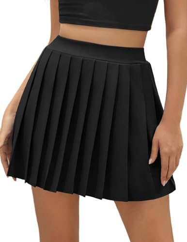 DRESSTELLS Veckade kjolar för kvinnor veckad kjol volanger minikjol karneval A-linje kort kjol skolkjol klubb Y2K femboy tenniskjol svart M, svart, M