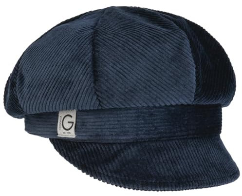 Gebeana Uni Cotton Ballonmütze Schirmmütze Schildmütze Newsboy Cap Damen - Made in Germany mit Schirm, Futter Winter Herbst-Winter - One Size dunkelblau