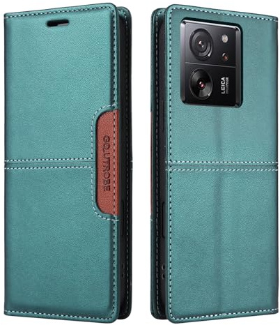 NETANY Compatible con Funda para teléfono Xiaomi 13T Pro/Xiaomi 13T / Xiaomi Redmi K60 Ultra,Funda Protectora de Soporte Plegable de,con Bolsillo [magnético] Cartera Flip Funda de teléfono (Verde)