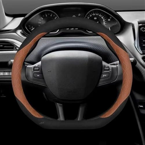 Interior Coche Volante Funda de Volante de Gamuza de Cuero de Microfibra Antideslizante para GT 208 301 307 308 406 408 508 2008 3008 4008 5008 Accesorios Volante Coche