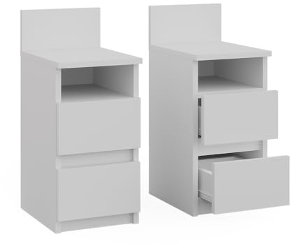 Vicco Nachttisch Monty Weiß | 2er Set, geeignet zur flexiblen Platzierung neben Bett oder Sofa