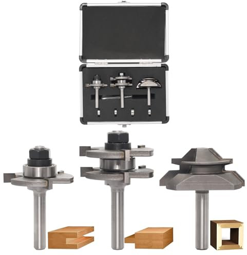 AKYLIN Set di 3 frese a 45 gradi per scanalature e lame a molla con gambo da 8 mm, 4 cuscinetti a sfera inclusi, frese in carburo di tungsteno per la lavorazione del legno