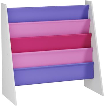 NICEME Bücherregal Kinder Spielzeugregal, Stabiler Organizer für Kinderzimmer, Spielzimmer, Kinderregal, Kinderbücherregal, Kindgerechte Höhe mit Abgerundeten Kanten (Rosa Basic)