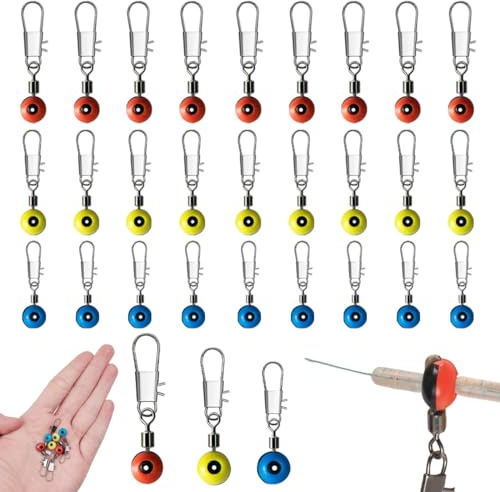60 Stück Angeln Barrel Wirbel, enthält 3 Größen Angeln Wirbel mit Karabiner,wirbel angeln,Laufwirbel für Posen,Futterkörbe & Grundbleie,Friedfischangeln,Karpfenangeln Zubehör