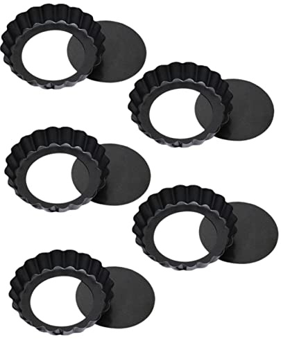 VALICLUD 5 piezas Moldes para Tartaletas Mini al con Base Desmontable Antiadherentes y Resistentes Perfectos para Hornear Quiches y Postres con Estriado para Repostería