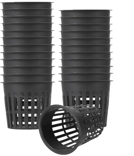 Vasi a rete da 10 cm, vaso in rete di plastica da giardino, per interni ed esterni, per coltura idroponica, acquaponica e applicazioni tradizionali del suolo (24 pezzi)