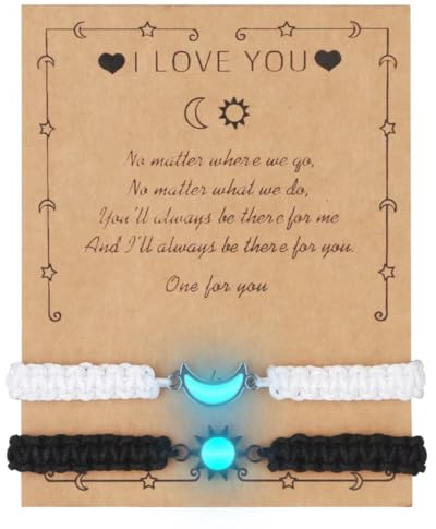ATLVXJL Long Distance Relationship Gifts Stainless Steel Bracelets for Women Men His Hers Bracelets Set for Bf gf Husband Wife Friends Anniversary Promise Gift Adjustable (sun and moon)