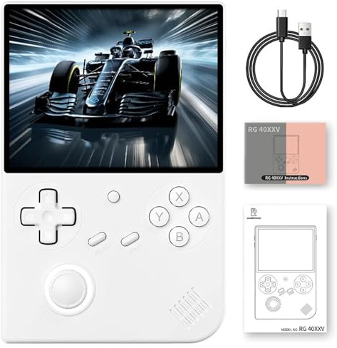 RG40XXV Console Di Gioco Portatile Retrò 4.0 'IPS Schermo Batteria 3200mAh, Con Scheda TF 64G/128G/256G Preinstallata Supporta Più Simulatori Sistema Linux-White||64G
