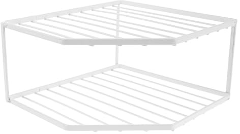 OUNONA Organizer per Pentole da Cucina in Filo Metallico Contenitore Strati per Ripiani Mobili Angolari Porta Stoviglie per Bancone e Lavelli