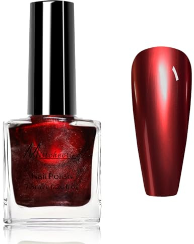 Metallic Nail Polish - Burgundy Red Nail Varnish Quick Dry - Long Lasting Chrome Nail Polish Chip Resistant - Breathable Natural Nail Varnish Vegan Non Toxic - No UV Light Needed Easy DIY at Home