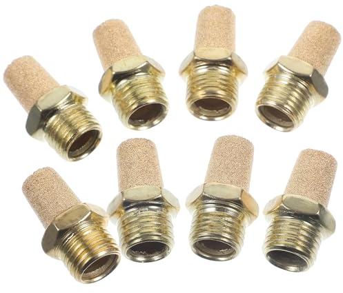 IWOWHERO Silenciador Neumático de Cobre 1/4 Rosca Macho 8 Piezas Válvula Solenoide Neumática Reducción de Ruido para Herramientas Neumáticas Accesorio Aire Comprimido
