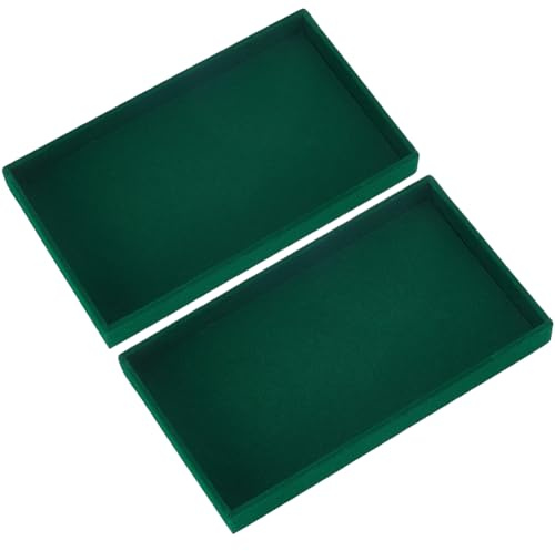 SOFPLATE 2 Pièces Plateaux Organisateurs de Bijoux en Velours Insertions de Tiroir à Bijoux Empilables en Gros Vert Foncé Vides Plateaux Organisateurs Élégants pour Rangement et Exposition d'Anneaux
