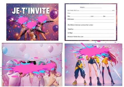 XQMMGO 12 biglietti di invito per bambini, per feste a tema, per feste di compleanno e feste