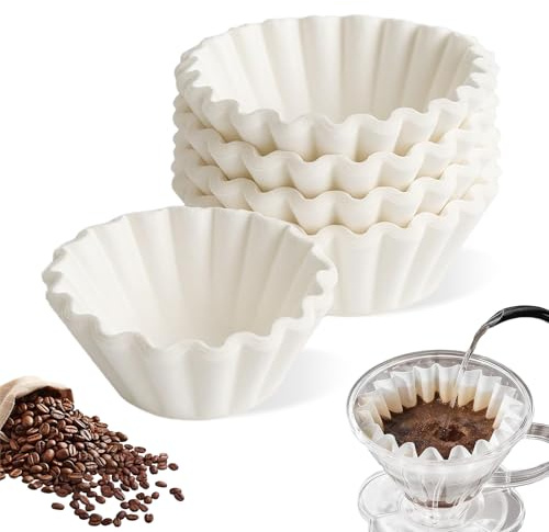 200 Stück Korbfilter Kaffeefilter Papier 80/200mm, Weiße Korbfilter Korbfiltertüten für 4–6 Tassen Papierfilterkorb für Kaffeemaschine Kaffeepapierfilter Büro Zuhause Café