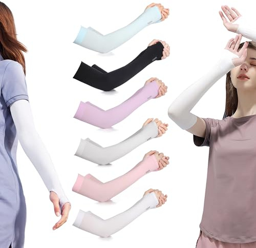 JNYUTEEN 6 Pares Mangas para Brazos, Mangas de Protección UV para Hombre y Mujer, Manguitos de Protección Solar y Efecto Fresco Manga para Gaming Golf Ciclismo Deporte Outdoor