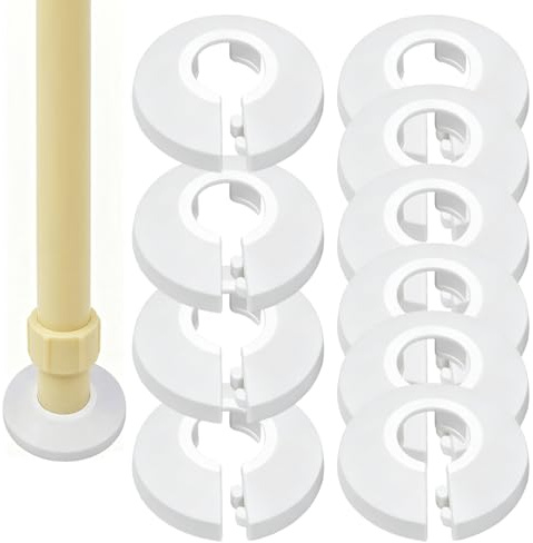 Coffrage Cache Tuyau - 10 Pièces Rosaces de Radiateur 15mm Blanc, Cache Tuyau Rosace pour Coffrage PVC, Accessoire de Plomberie pour Isoler et Protéger les Tuyaux de Radiateur