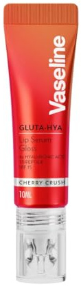 Vaselin Gluta-Hya Cherry Crush läppglans, läppvårdsserum med hyaluronsyra och GlutaGlow-teknik, tonande och skyddande med SPF 15 för fulla och strålande läppar, (Cherry Crush – 1 x 10 ml)