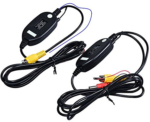 Navinio Wireless Farb Video Transmitter und RCA Reveiver Sender Empfänger für Auto Kfz Rückfahrkamera Frontkamera (Wireless Funk Transmitter/Receiver)(Type A=with Blue Reverse Cable)