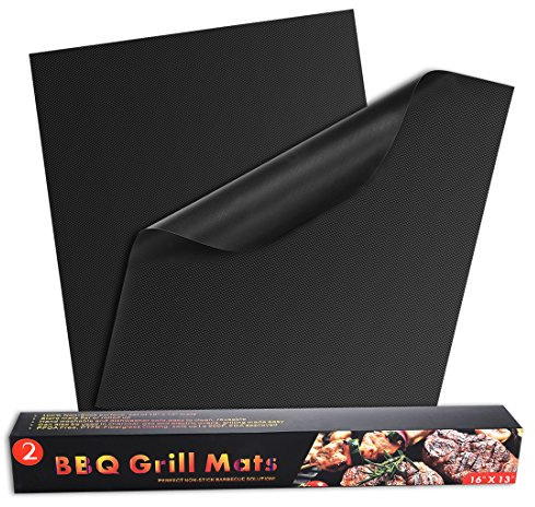 Aexit 16x13 pouces 2 Pcs BBQ Grill Set De Tapis Non-bâton Ustensile De Barbecue À Charbon De Bois Électrique Feuille De Cuisson