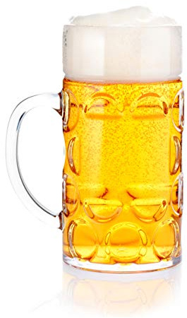 Banhey Beer Glasses with Handles Clear Plastic Beer Mugs Freezable 32 oz Glass Beer Mug Made for Cold Beverages,Reusable Beer Cups, Mugs and Beer Glasses for Men, Dishwasher Safe (1Pack)