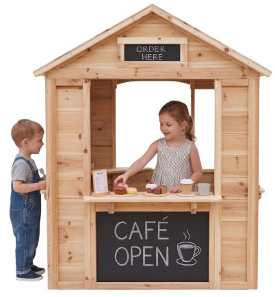 Big Game Hunters Wooden Playhouse Café Shop, Market Stall Play Shop, Kids Garden Toys, Outdoor Indoor Playhouse for Imaginative Play