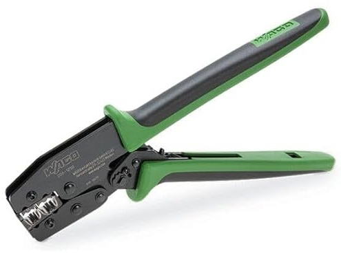 WAGO Crimp-Zange 206-1250 | für Aderendhülsen mit und ohne Kunststoffkragen, entriegelbare Zwangssperre für eine gasdichte Crimpung