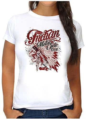 OM3® Indian-Motorcycle-Club T-Shirt | Damen | Skull Chopper Bike Motorbike | S - XXL