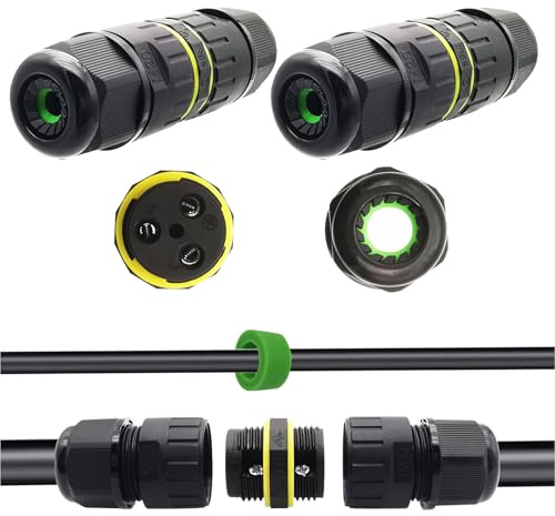 CTRICALVER IP68 Waterproof Junction Box Outdoor Cable Connector M20 AWG 20-13 Black 2Pcs 3-hole