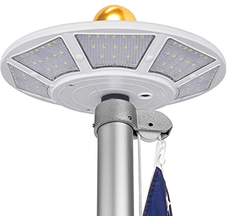enrybia Flag Pole Light Solar Powered, 200 Super Bright LED Solar Flagpole Light Outdoor Waterproof Dusk to Dawn 100% Flag Coverage for 15 to 25ft Flag Poles Fits 0.5 Wide Flag Ornament Spindles