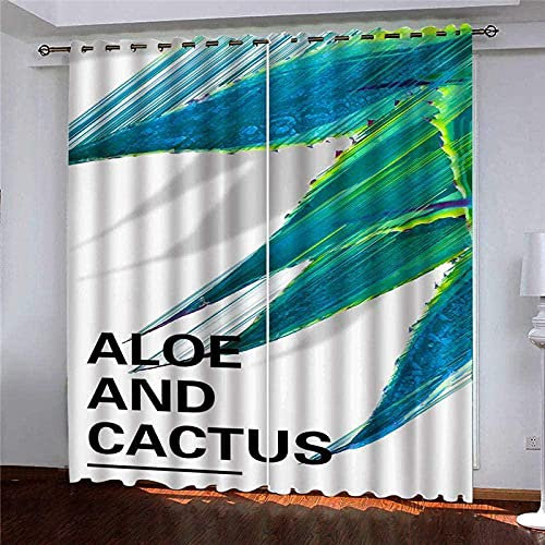Gardinen mit ösen Pflanze 2er-Set VerdunkelungsVorhang, 3D Printing Shading Vorhänge für Schlafzimmer，100% Polyester Mikrofaser, Gesamtgröße: 150x166CM