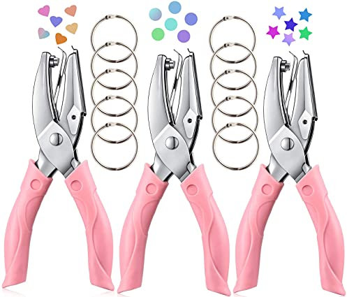 3 Pezzi Perforatore a Foro Singolo, Punzonatore Manuale in Metallo Strumento per Perforazione Fori per la Scuola di Home Office per Craft Paper