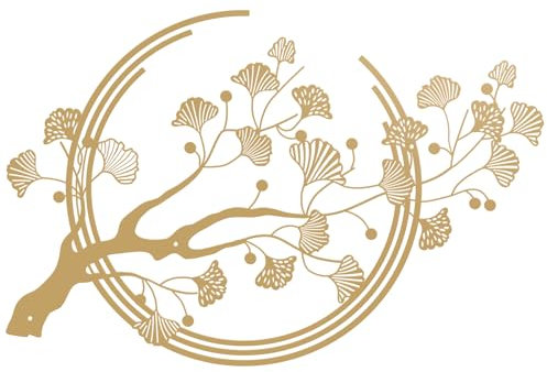 ESTART Large Metal Ginkgo Tree Leaf Wall Art, Gold Wall Decoration Creative Handmade Wall Sculpture is Suitable for Home Living Room Bedroom Kitchen Study Office (Gold)