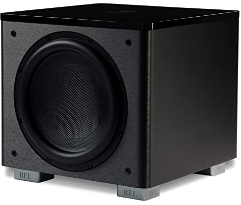 REL HT/1205 MKII - Subwoofer alimentato da 12 pollici, bassi potenti per home theater, sistemi stereo audiofili e audio surround, subwoofer premium di fascia alta con finitura nera granata